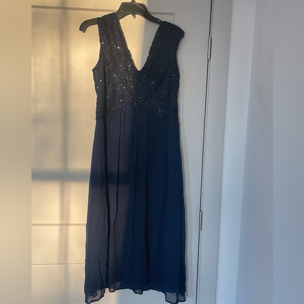 Elegant Navy Blue Sequin Dress
